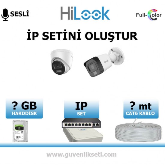 Hilook 2MP IP kamera seti PoE kendi sistemini oluştur güvenlik sistemi